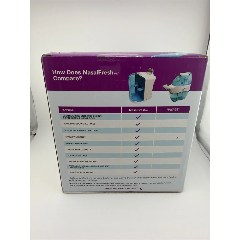 NASALFRESH MD Dual Powered Nasal Sinus Irrigation System Rinse Wash 30 Packet